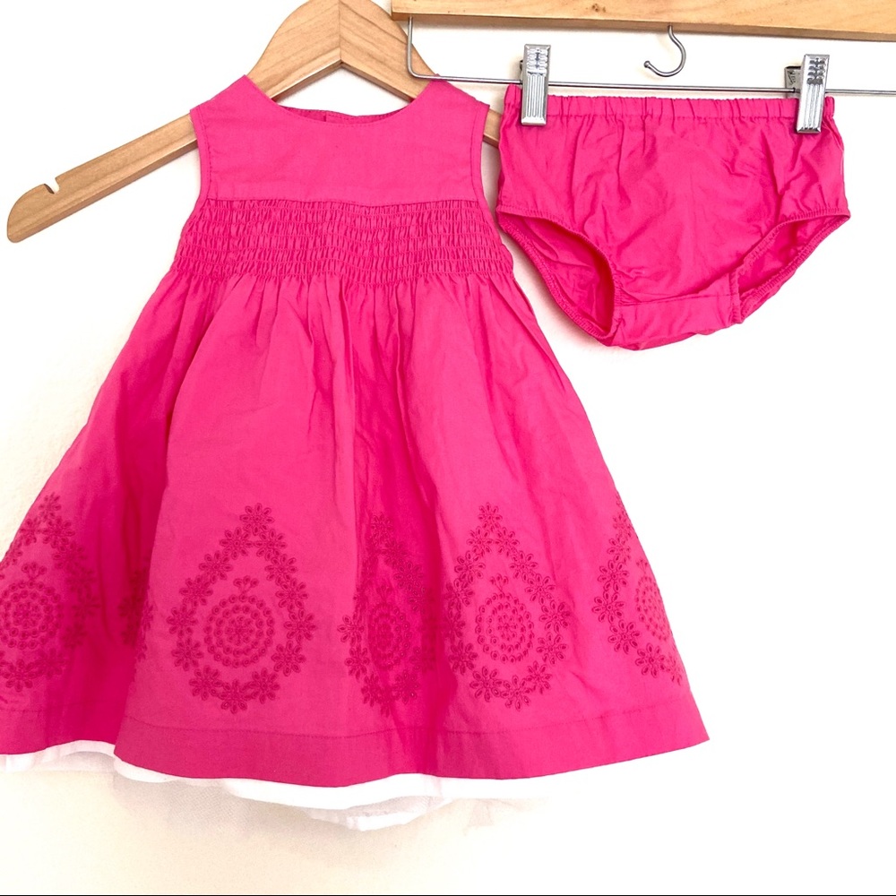 Girls Carter's Cotton Dress Pink Fuchsia 12 Month